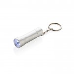Llavero linterna de aluminio reciclado con LED y 15 lúmenes color plateado