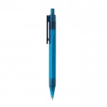 Bolígrafos publicitarios transparentes RPET color azul tercera vista