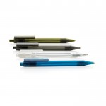 Bolígrafos publicitarios transparentes RPET color azul vista general