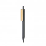 Bolígrafos de colores con clip de bambú color gris oscuro