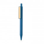 Bolígrafos de colores con clip de bambú color azul