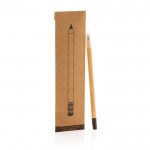 Lápiz infinito de bambú con goma de borrar color madera vista con caja