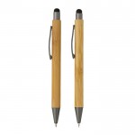 Set de bolígrafo y lápiz de bambú en caja color madera cuarta vista