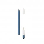 Bolígrafo sin tinta de aluminio con goma color azul tercera vista
