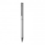 Bolígrafo elegante de aluminio reciclado con tinta azul Dokumental® color plateado