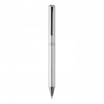 Bolígrafo elegante de aluminio reciclado con tinta azul Dokumental® color plateado tercera vista
