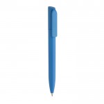 Mini bolígrafo ecológico con giro y tinta azul Dokumental® color azul cian