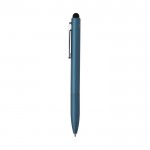 Bolígrafo de aluminio reciclado con lápiz óptico y tinta azul color azul real tercera vista