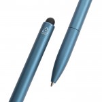 Bolígrafo de aluminio reciclado con lápiz óptico y tinta azul color azul real cuarta vista
