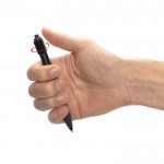 Bolígrafo de plástico reciclado antiestrés tinta azul Dokumental® color negro tercera vista