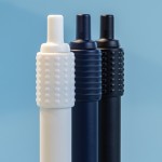 Bolígrafo de plástico reciclado antiestrés tinta azul Dokumental® color blanco vista de ambiente