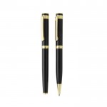 Set de bolígrafos latón reciclado con detalle dorado tinta azul color negro