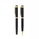 Set de bolígrafos latón reciclado con detalle dorado tinta azul color negro segunda vista
