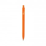 Bolígrafo ecológico con gran clip con tinta azul Dokumental® color naranja vista con logo