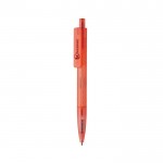 Bolígrafo ecológico con diseño geométrico tinta azul Dokumental® color rojo vista con logo