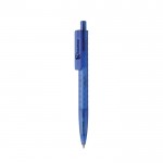 Bolígrafo ecológico con diseño geométrico tinta azul Dokumental® color azul vista con logo