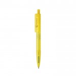 Bolígrafo ecológico con diseño geométrico tinta azul Dokumental® color amarillo vista con logo