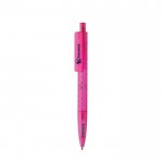 Bolígrafo ecológico con diseño geométrico tinta azul Dokumental® color rosa vista con logo
