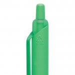 Bolígrafo ecológico de tacto suave con clip y tinta azul color verde cuarta vista