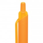 Bolígrafo ecológico de tacto suave con clip y tinta azul color naranja cuarta vista