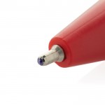 Bolígrafo de plástico reciclado con tinta ultradeslizante escritura azul color rojo cuarta vista