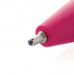 Bolígrafo de plástico reciclado con tinta ultradeslizante escritura azul color rosa cuarta vista