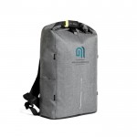 Mochila tipo bolsa antirrobo color gris vista con logo