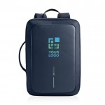 Mochila antirrobo de RPET que se convierte en maletín para PC 16” color azul marino vista de impresión