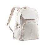 Mochila RPET para PC con solapa antirrobo y cremalleras seguras 16” color beige