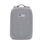 Mochila antirrobo de RPET impermeable con protección RFID 16” color gris vista de impresión