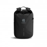 Mochila antirrobo resistente al agua capacidad 26L y PC 16'' color negro vista con logo