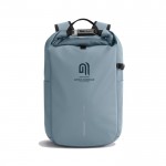 Mochila antirrobo resistente al agua capacidad 26L y PC 16'' color azul vista con logo