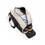 Bolsa de viaje de RPET con diseño espacioso y bolsillo frontal color blanco roto sexta vista