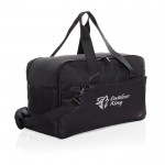Bolsa de fin de semana con compartimento para PC 15” Swiss Peak color negro vista con logo
