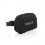 Bolsa bandolera mutliusos de RPET con correa y capacidad de 1L color negro vista con logo