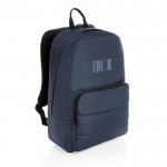 Mochila eco para portátil color azul marino vista con logo