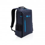 Mochila con RFID y USB color azul marino vista con logo
