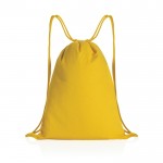 Mochila de cuerdas de algodón reciclado color amarillo tercera vista