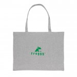 Bolsa grande de algodón reciclado color gris vista con logo