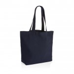 Bolsa de 240 g/m2 de lona reciclada con bolsillo color azul marino