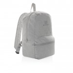 Mochila de lona reciclada 285 g/m2 sin teñir color gris vista con logo