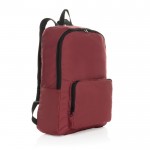 Mochila plegable de RPET ligera y con compartimento frontal color rojo