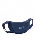 Bandolera ajustable de poliéster reciclado con gran compartimento color azul marino vista de impresión