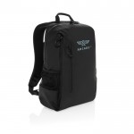 Mochila de RPET resistente al agua con bolsillo frontal PC 15,6” color negro vista con logo