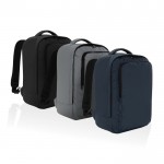 Mochila de RPET para viajar con capacidad para 19L y asa superior color negro vista general