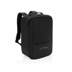 Mochila eco organizadora multiusos con interior forrado PC 15” color negro vista con logo