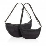 Bolsa bandolera XL en RPET con bolsillo exterior y correa ajustable color negro vista general