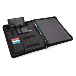 Portafolio corporativo con cargador color gris