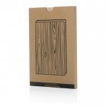 Libreta con tapa dura en estampado de madera A5 hojas a rayas color marrón claro vista con caja