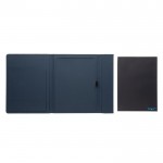 Portafolios con libreta grande y cierre color azul marino cuarta vista